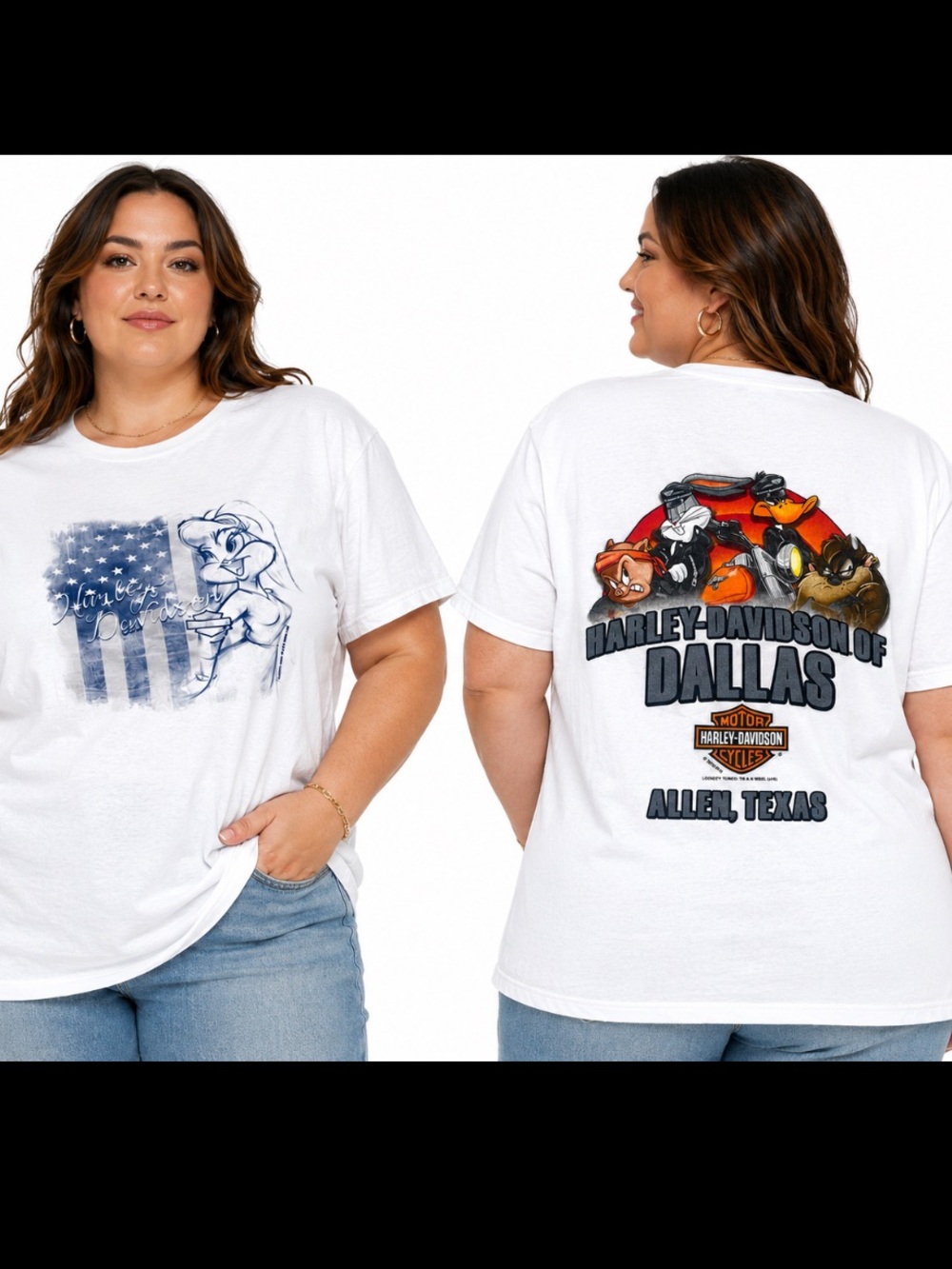 Harley Davidson Dallas TX Looney Tunes Graphic Tee Shirt Women’s 3X